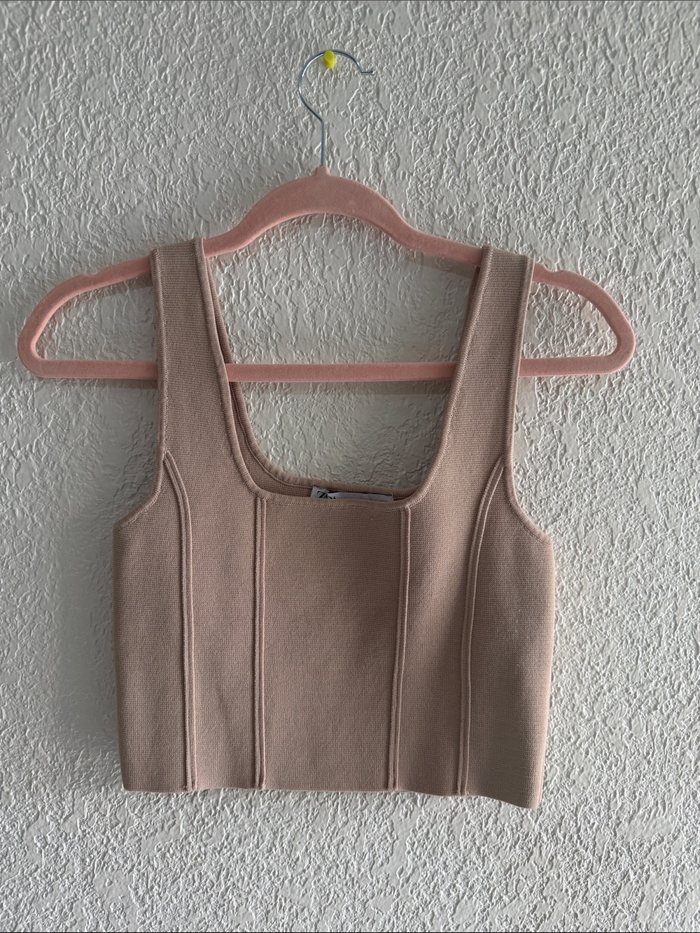 Zara Blush Square-Neck Cropped Tank